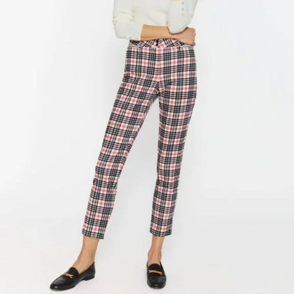 NEW J McLaughlin Size 6 Yara Pant Winthrop Plaid Cream Black Red Festive